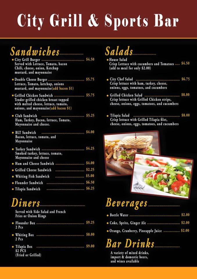 City Grill and Sports Bar Menu image 1